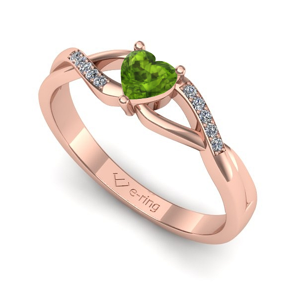 Inel de logodna din aur roz cu peridot