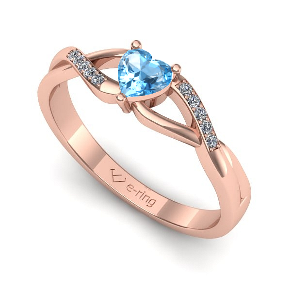 Inel logodna din aur roz cu topaz blue