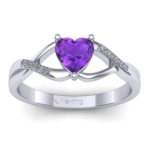 Inel logodna cu ametist inima