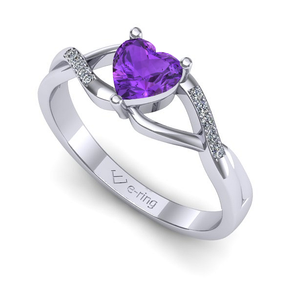 Inel din aur alb cu ametist