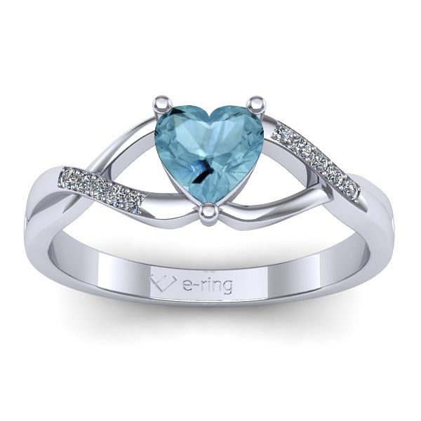 Inel logodna cu aquamarin inima
