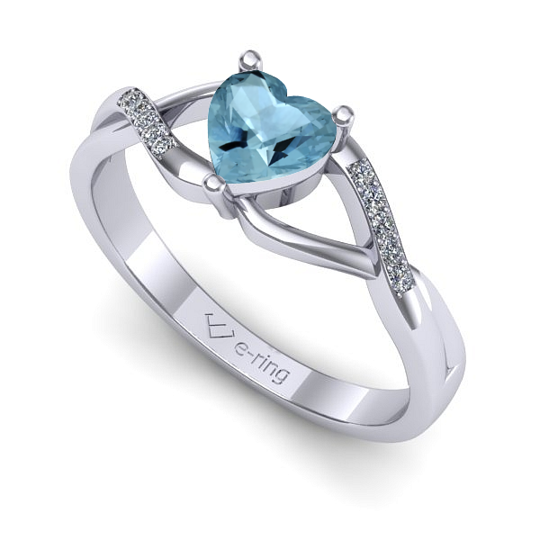 Inel din aur alb cu aquamarin