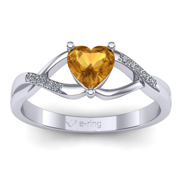 Inel logodna cu citrin inima