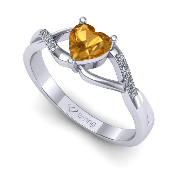 Inel de logodna din aur alb cu citrin