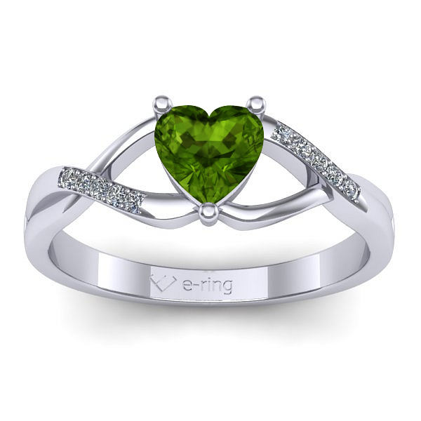 Inel de logodna cu peridot inima