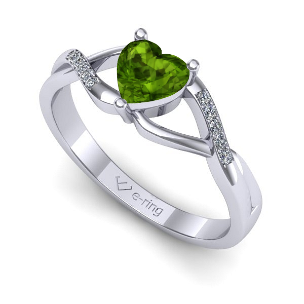 Inel de logodna din aur alb cu peridot