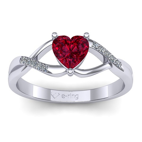 Inel logodna cu rubin inima
