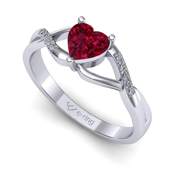 Inel logodna din aur alb cu rubin