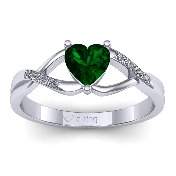 Inel de logodna cu smarald inima