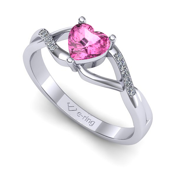 Inel de logodna din aur alb cu safir roz