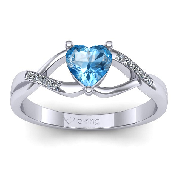 Inel logodna cu topaz blue inima