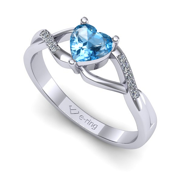 Inel de logodna din aur alb cu topaz blue