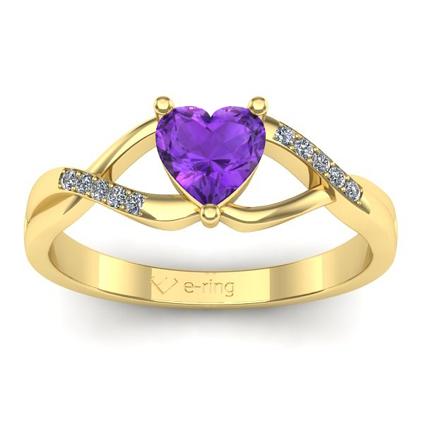 Inel logodna cu ametist inima