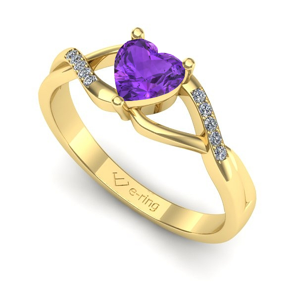 Inel logodna din aur galben cu ametist