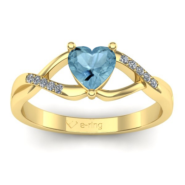 Inel de logodna cu aquamarin inima