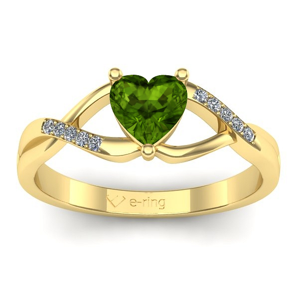 Inel de logodna cu peridot inima