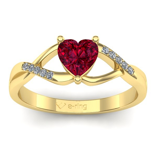Inel de logodna cu rubin inima