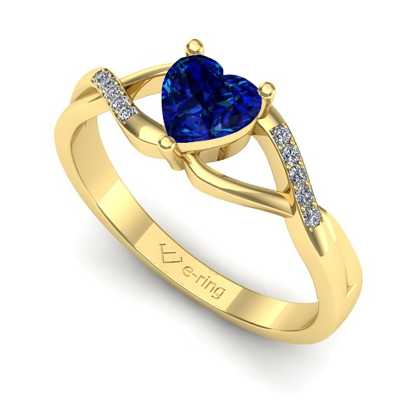 Inel de logodna din aur galben cu safir