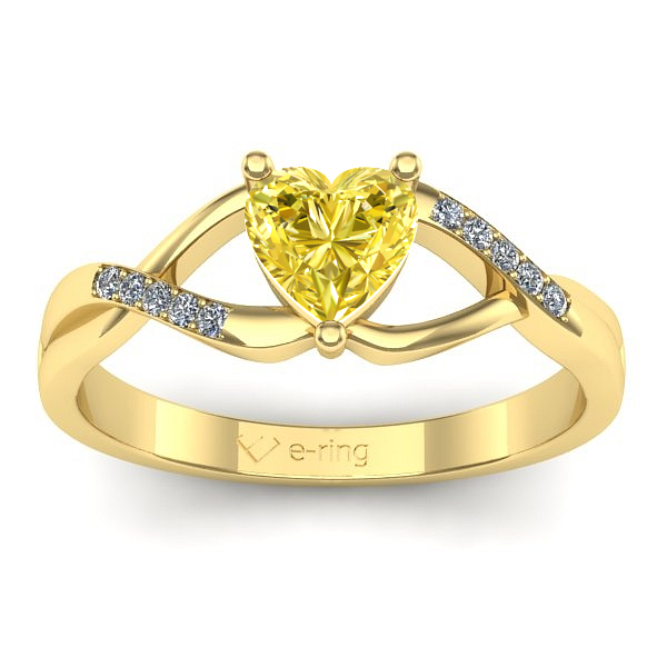 Inel logodna cu safir galben inima