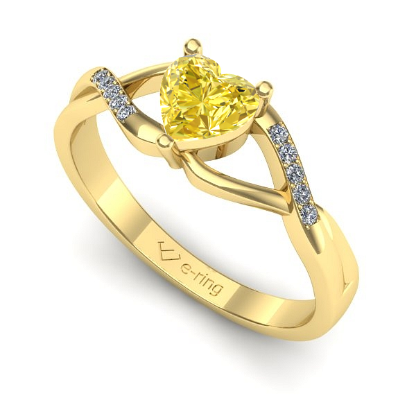 Inel logodna din aur galben cu safir galben