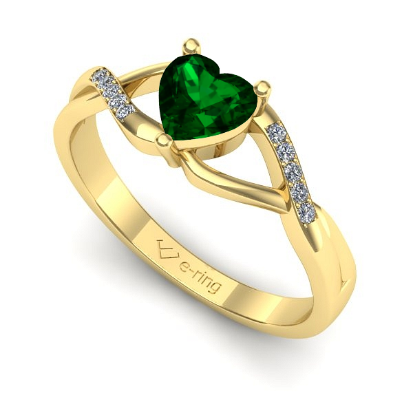 Inel logodna din aur galben cu smarald