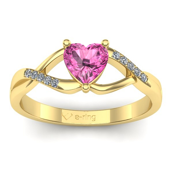 Inel logodna cu safir roz inima