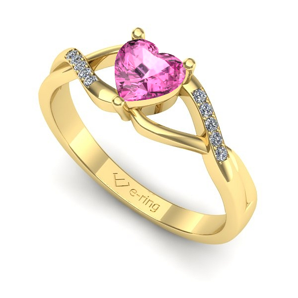Inel logodna din aur galben cu safir roz