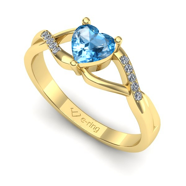 Inel din aur galben cu topaz blue