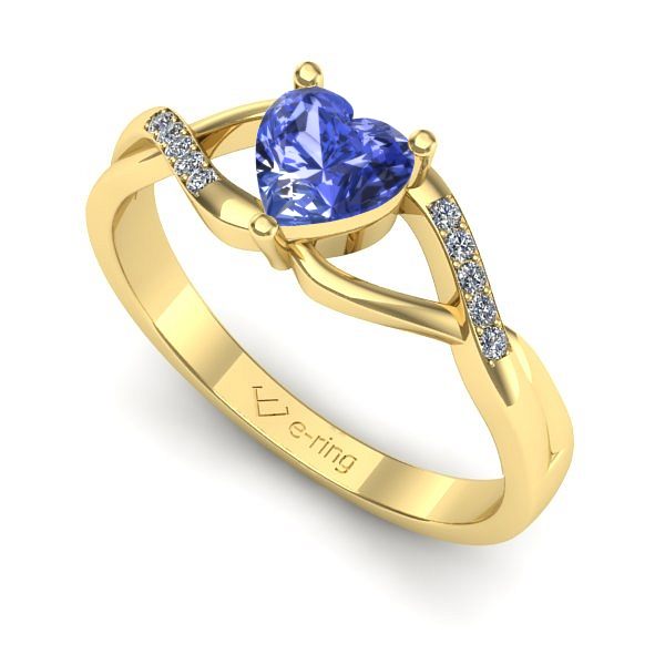 Inel logodna din aur galben cu tanzanit