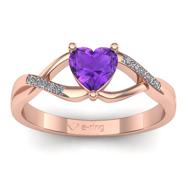 Inel logodna cu ametist inima