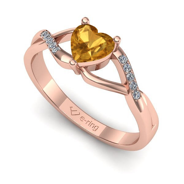 Inel logodna din aur roz cu citrin