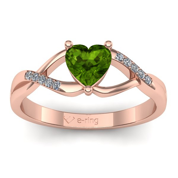 Inel logodna cu peridot inima