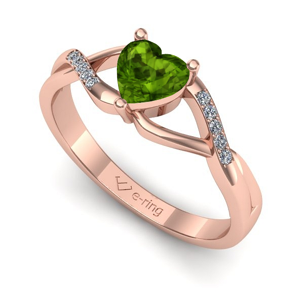 Inel logodna din aur roz cu peridot