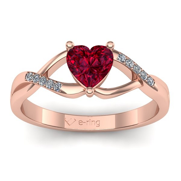 Inel de logodna cu rubin inima