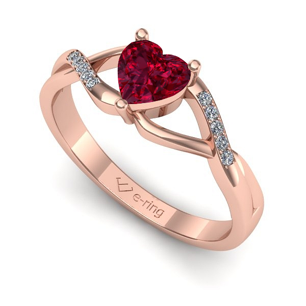 Inel de logodna din aur roz cu rubin