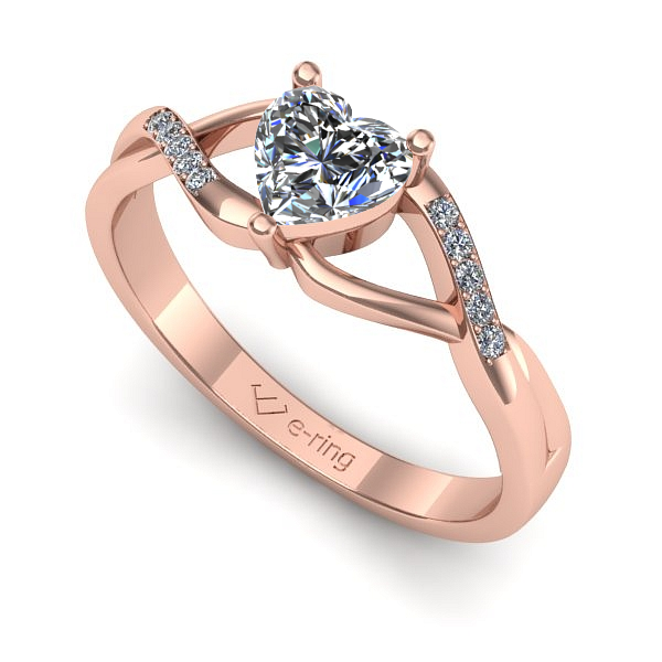 Inel din aur roz cu safir alb