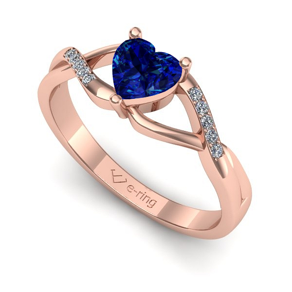 Inel din aur roz cu safir