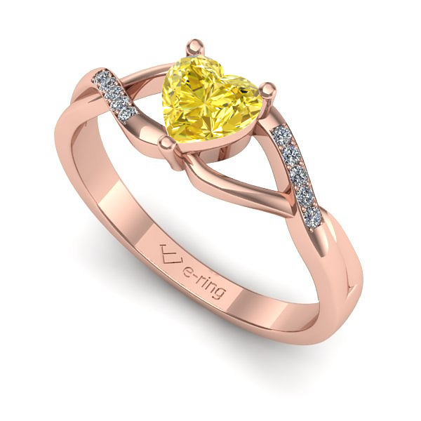 Inel din aur roz cu safir galben