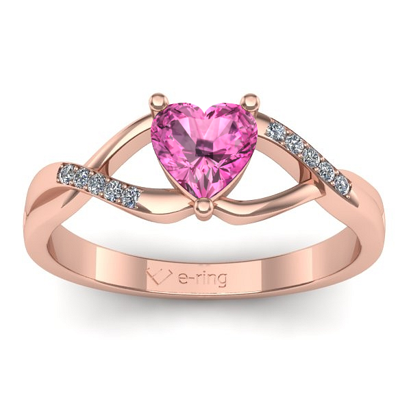 Inel logodna cu safir roz inima