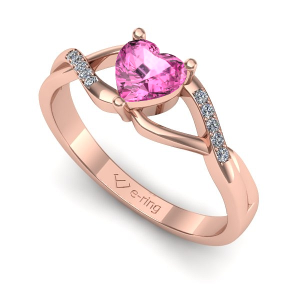 Inel logodna din aur roz cu safir roz
