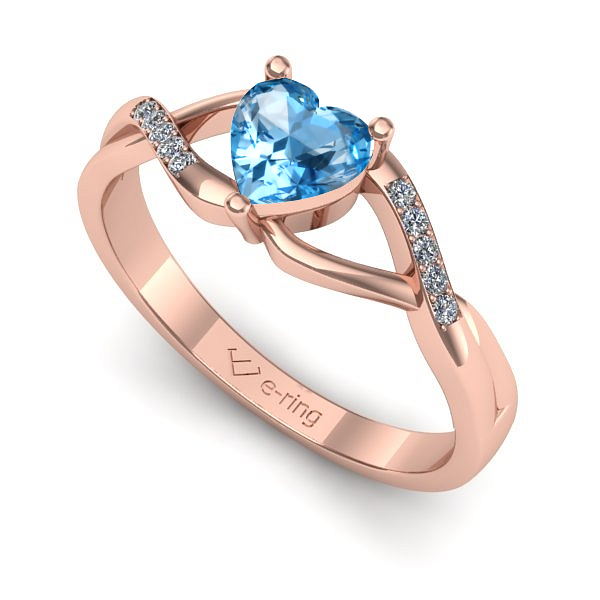 Inel de logodna din aur roz cu topaz blue