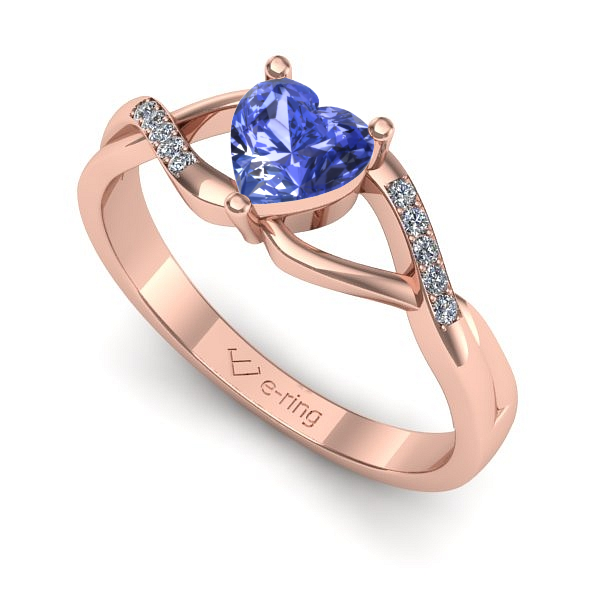 Inel din aur roz cu tanzanit