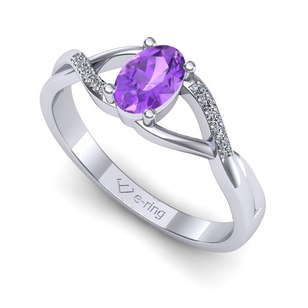 Inel din aur alb cu ametist