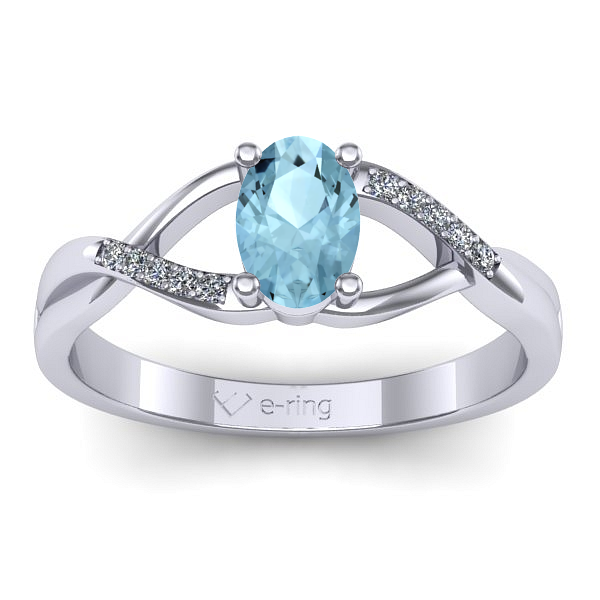 Inel de logodna cu aquamarin oval