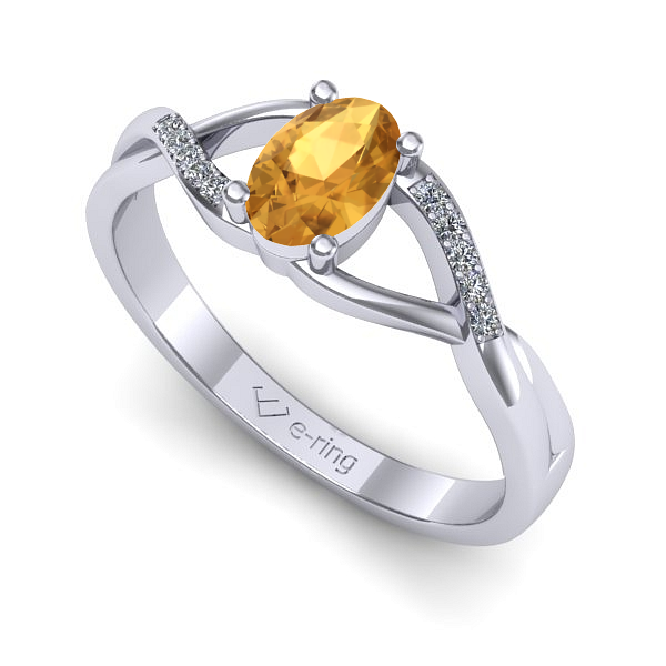 Inel de logodna din aur alb cu citrin