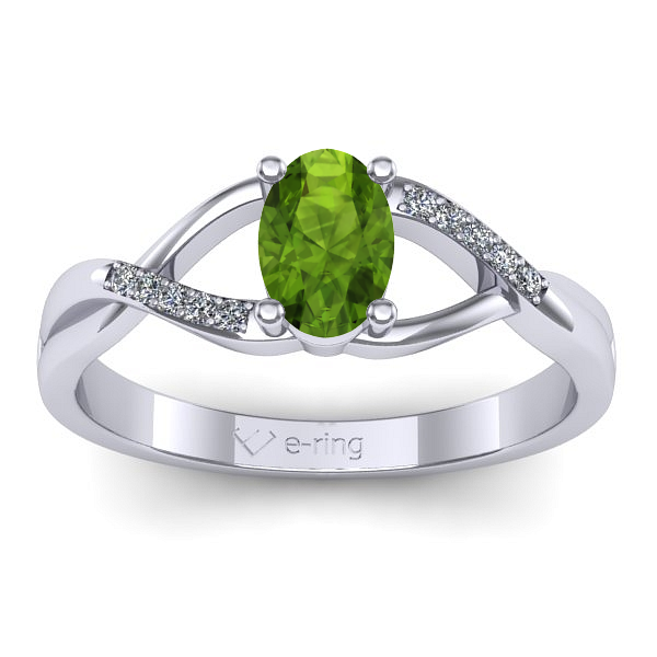 Inel de logodna cu peridot oval