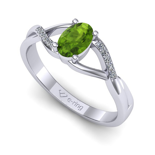 Inel de logodna din aur alb cu peridot