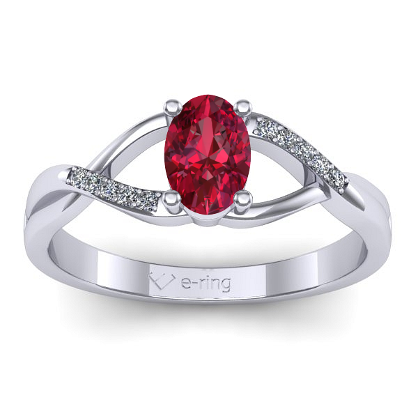 Inel de logodna cu rubin oval
