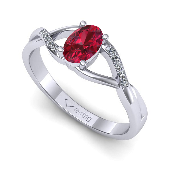 Inel din aur alb cu rubin