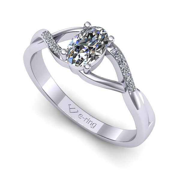 Inel de logodna din aur alb cu safir alb